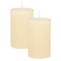 Atmosphera Stompkaars - 2x - ivoor wit - 5 x 8 cm - klein rustiek model - cilinderkaars - kaars