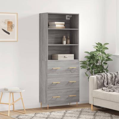 Hoge kast 69,5x34x180 cm bewerkt hout grijs sonoma eikenkleurig