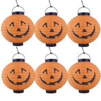 Halloween decoratie - 6x - pompoen - 20 cm - versiering - met LED licht