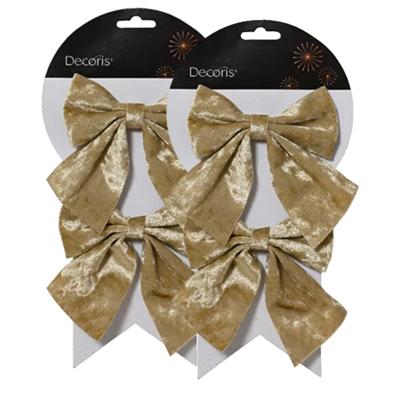 Kerstornamenten strikken - 4x - velvet creme - 12 x 13 cm - kerstboomstrikjes