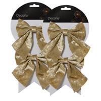 Kerstornamenten strikken - 4x - velvet creme - 12 x 13 cm - kerstboomstrikjes