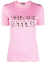 Versace t-shirt en maille à slogan imprimé - Rose