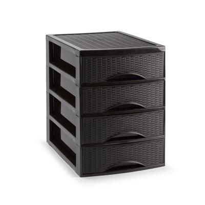 Ladekastje bureau organizer SORTED - 4 lades - donkerbruin - L26 x B35 x H36 cm - kunststof