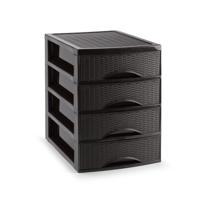 Ladekastje bureau organizer SORTED - 4 lades - donkerbruin - L26 x B35 x H36 cm - kunststof