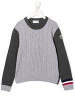 Moncler Enfant pull en maille torsadée à col rond - Gris