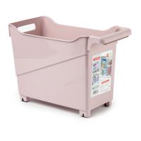 Opslag/opberg trolley container - roze - op wieltjes - L38 x B18 x H26 cm - kunststof - thumbnail