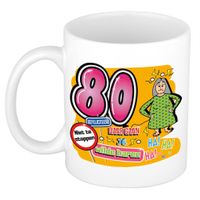 Cadeau mok 80 jaar - daar gaan je wilde haren - keramiek - 300 ml