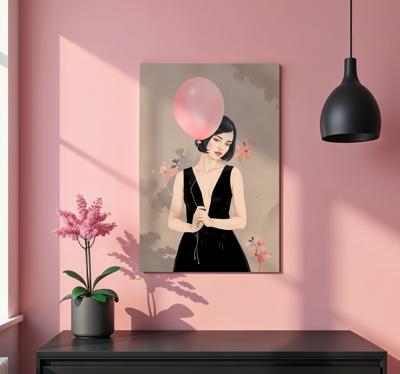 Vrouw met ballon poster artistieke tekening