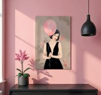 Vrouw met ballon poster artistieke tekening