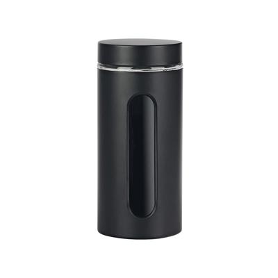 Voorraadpot venster zwart mat 1,2L glas