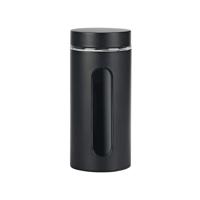 Voorraadpot venster zwart mat 1,2L glas