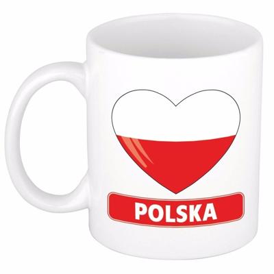 Hartjes vlag Polen koffiemok - drink beker - white - 300 ml - supporters