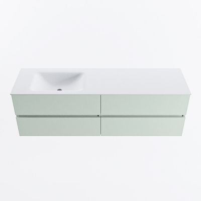 MONDIAZ VICA 160cm badmeubel onderkast Greey 4 lades. Wastafel CLOUD links zonder kraangat, kleur Talc.