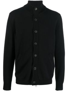 Brioni cardigan à bords en cuir - Noir