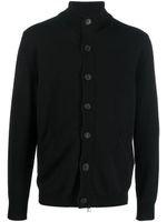 Brioni cardigan à bords en cuir - Noir - thumbnail