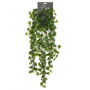 Louis Maes kunstplant met blaadjes hangplant Klimop/hedera - groen/wit - 80 cm