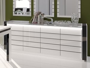 Dressoir LINEKO 4 deuren hoogglans wit/hoogglans zwart