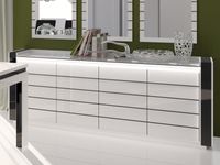 Dressoir LINEKO 4 deuren hoogglans wit/hoogglans zwart