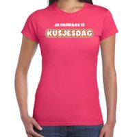Verkleed T-shirt voor dames - kusjesdag - roze - carnaval - foute party - thumbnail