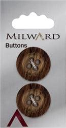 Milward Houten Knoop Opstaande Rand 22mm (2 stuks)