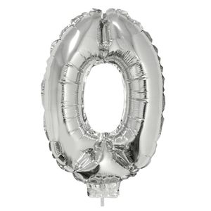 Opblaasbare cijfer ballons zilver 41 cm