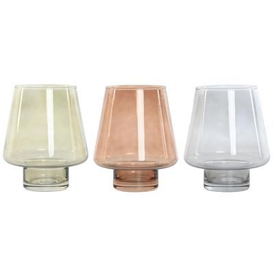 Vaas Home ESPRIT Blauw Groen Amber Kristal Modern 14,5 x 14,5 x 18 cm (3 Stuks)