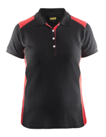 Blåkläder Dames poloshirt piqué 33901050 | Zwart/Rood | Maat 3XL - 7330509479551