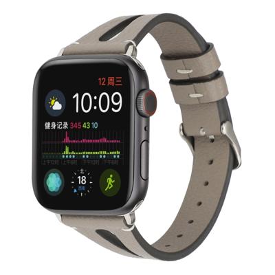 Eenvoudige V-vormige lederen band voor Apple Watch Series & 40mm/3 & 2 & 1 38mm (grijs)