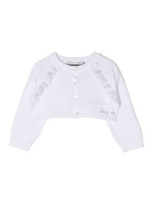 Simonetta cardigan en coton à volants - Blanc