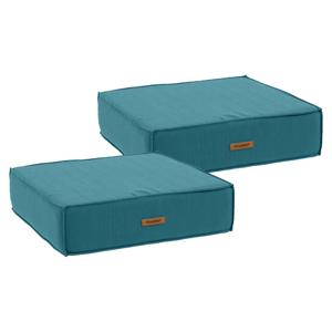 Hesperide Vloerkussen Korai - 2x - turquoise - PU-schuim/polyester - 45 x 45 cm - grond zitkussen