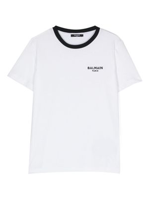 Balmain Kids t-shirt à logo brodé - Blanc