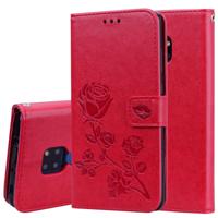 Rose reliëf horizontale Flip PU lederen draagtas voor Huawei mate 20 met houder & kaartsleuven & portemonnee (rood)