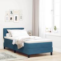 Boxspringbed met matras fluweel donkerblauw 100x200 cm