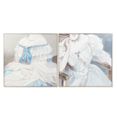 Schilderij DKD Home Decor Vrouw Traditioneel 102 x 4,5 x 102 cm (2 Stuks)