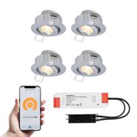 Set van 4 Sienna Smart LED Mini Inbouwspots - Veranda spots - 12V 3W 200lm - Dimbaar - Kantelbaar - Wifi & Bluetooth - 2700K - IP44 - RVS