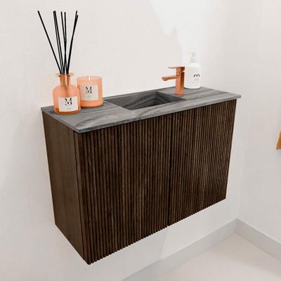 Toiletmeubel Mondiaz Joya Dlux | 60 cm | Meubelkleur Walnut | Faye wastafel Sombra Wasbak Midden | 1 kraangat