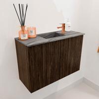 Toiletmeubel Mondiaz Joya Dlux | 60 cm | Meubelkleur Walnut | Faye wastafel Sombra Wasbak Midden | 1 kraangat