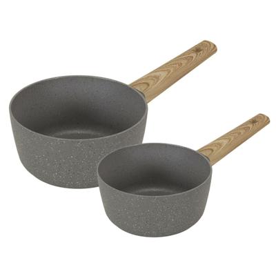 Steelpannen/sauspannen Sunrise - 2x - Alle warmtebronnen - Grijs - 18 cm en 20 cm - aluminium