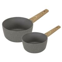 Steelpannen/sauspannen Sunrise - 2x - Alle warmtebronnen - Grijs - 18 cm en 20 cm - aluminium
