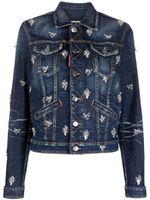 DSQUARED2 crystal-embellished cropped denim jacket - Bleu - thumbnail