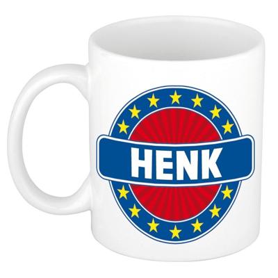 Henk voornaam koffiemok - beker - wit/blauw - 300 ml - Cadeau - Heren - Collega - Vaderdag Henk voornaam koffiemok - beker - wit/blauw - 300 ml - Cadeau - Heren - Collega - Vaderdag