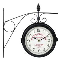 Ostaria Wandklok/muur klok - D21 cm - Station klok - metaal - zwart - keuken/kamer