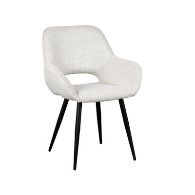 LABEL51 Eetkamerstoel Fer - Wit - Boucle - Black Frame