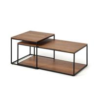 Kave Home Salontafel Yoana Walnoot en metaal, Set van 2 stuks - Bruin - thumbnail