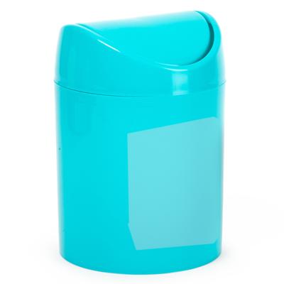 Mini prullenbakje - 1,4L - blauw - kunststof - met klepdeksel - tafel/aanrecht