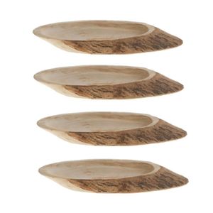 4x stuks woondecoratie ovale boomschijven van hout 31 cm