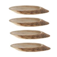 4x stuks woondecoratie ovale boomschijven van hout 31 cm - thumbnail