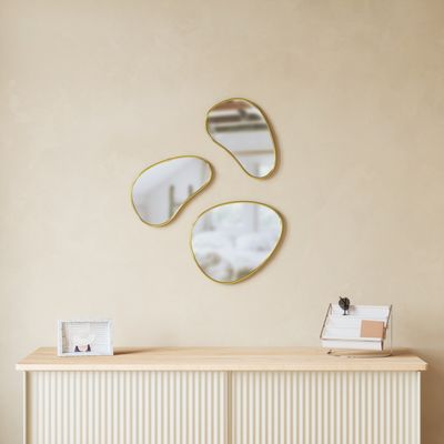 Umbra Organische Spiegel 'Hubba' Pebble, Set van 3 stuks, kleur Goud