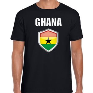 Ghana landen supporter t-shirt met Ghanese vlag schild zwart heren