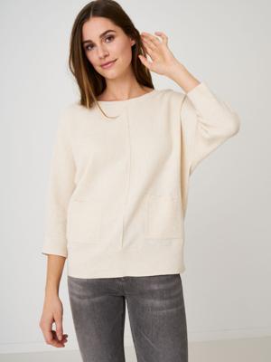 Fijne gebreide trui in wafeltextuur met zakken